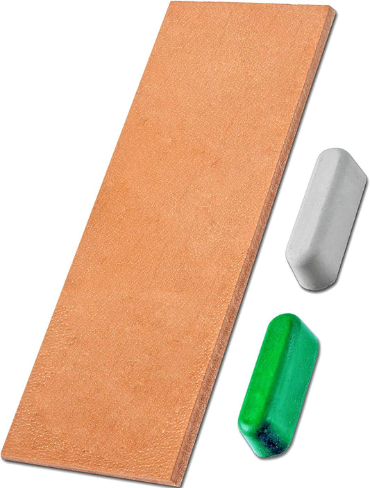 Leather Honing Strop for Knife Sharpening with Polishing Compound Double Sided (3 Inch by 8 Inch)