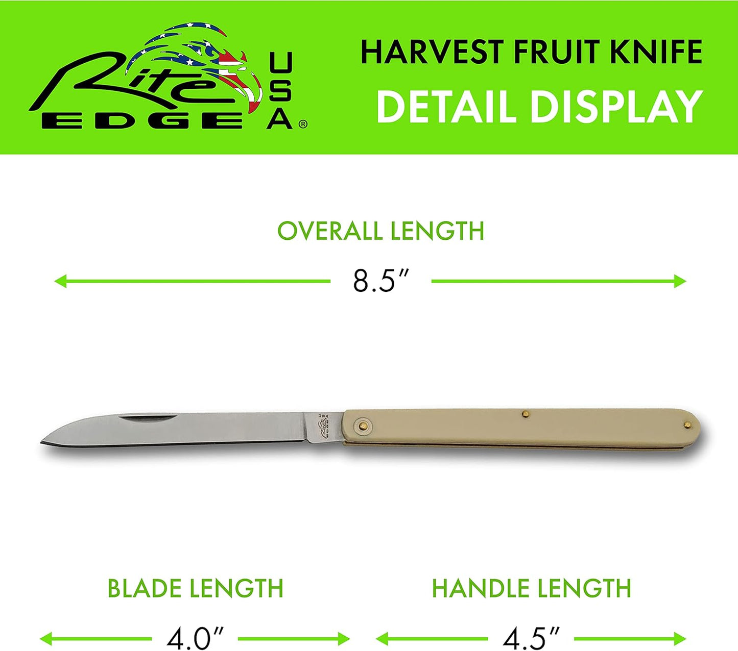 SZCO 4.5" Folding Fruit Knife with 440 Stainless Steel Blade – 8.25" Overall Length, Synthetic Handle, Brass Liner & Pins – Compact Foldable Pocket Knife for Kitchen, Fruit, Vegetables, Outdoor Use & Everyday Carry