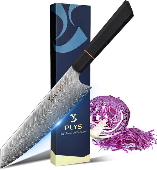 Kiritsuke Knife Damascus Kitchen Knives: 8-Inch Japanese Aus10 Professional Meat Knife with G10 Ergonomic Handle, Christmas Gift with Gift Box