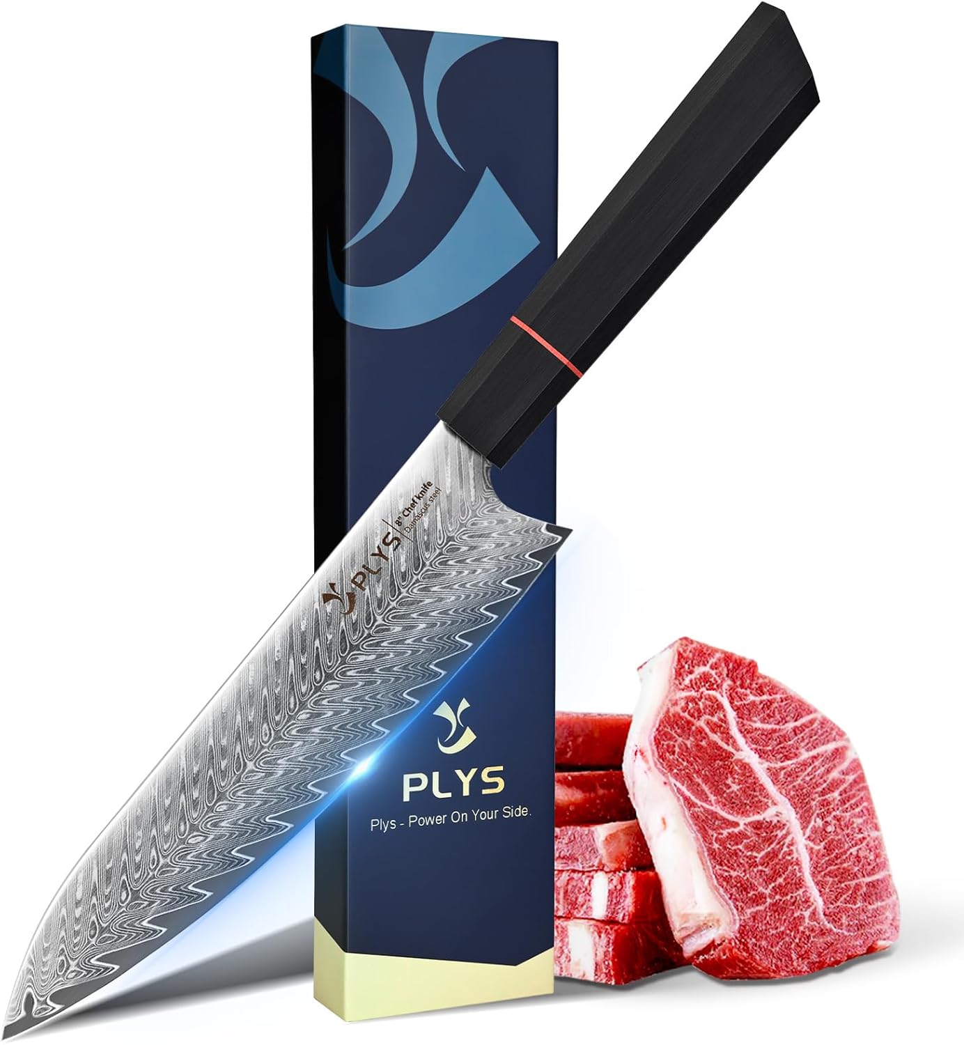 Damascus Chef Knife for Kitchen 8-Inch: Professional Japanese knives with G10 Ergonomic Handle, Cooking Knife with Gift Box
