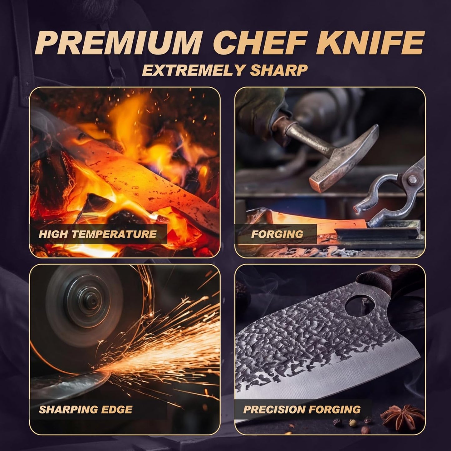 Butcher Knife, Hand Forged Serbian Chef Knife & Meat Cleaver & Viking Knife, Food Cutting Kitchen Knife for Home, Outdoor Cooking, Camping BBQ Gift for Men