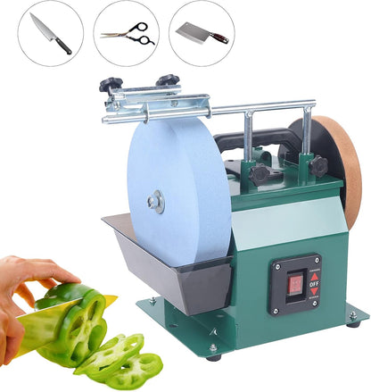 110V Electric Knife Sharpener，10in Water-cooled Grinder Electric Knife Sharpener Low Speed Grinding Machine，for Sharpening Chisels And Planer Blades Edge Tools