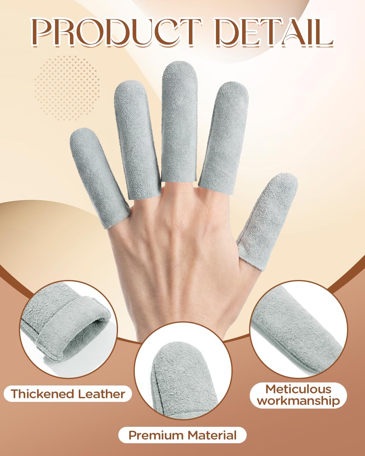 EORTA 10 Pack Non-Slip Suede Finger Cots, Leather Finger Protectors for Needle Felting, Sewing, Electronics Repair, Knitting, Needlework, Embroidery & Crafts, Brown