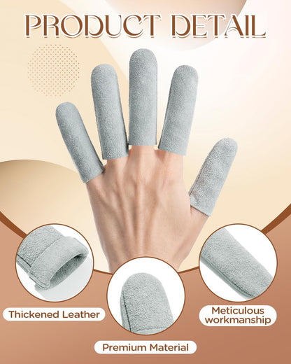 EORTA 10 Pack Non-Slip Suede Finger Cots, Leather Finger Protectors for Needle Felting, Sewing, Electronics Repair, Knitting, Needlework, Embroidery & Crafts, Brown