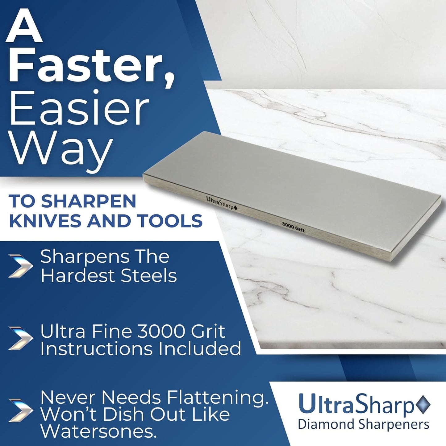 Ultra Sharp Diamond Sharpening Stone - 3000 Grit - 8 x 3
