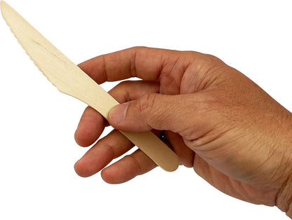 KingSeal FSC Certified Disposable Wood Cutlery Knife, Biodegradable and Earth Friendly, 6.5 Inch Length - 100 Count