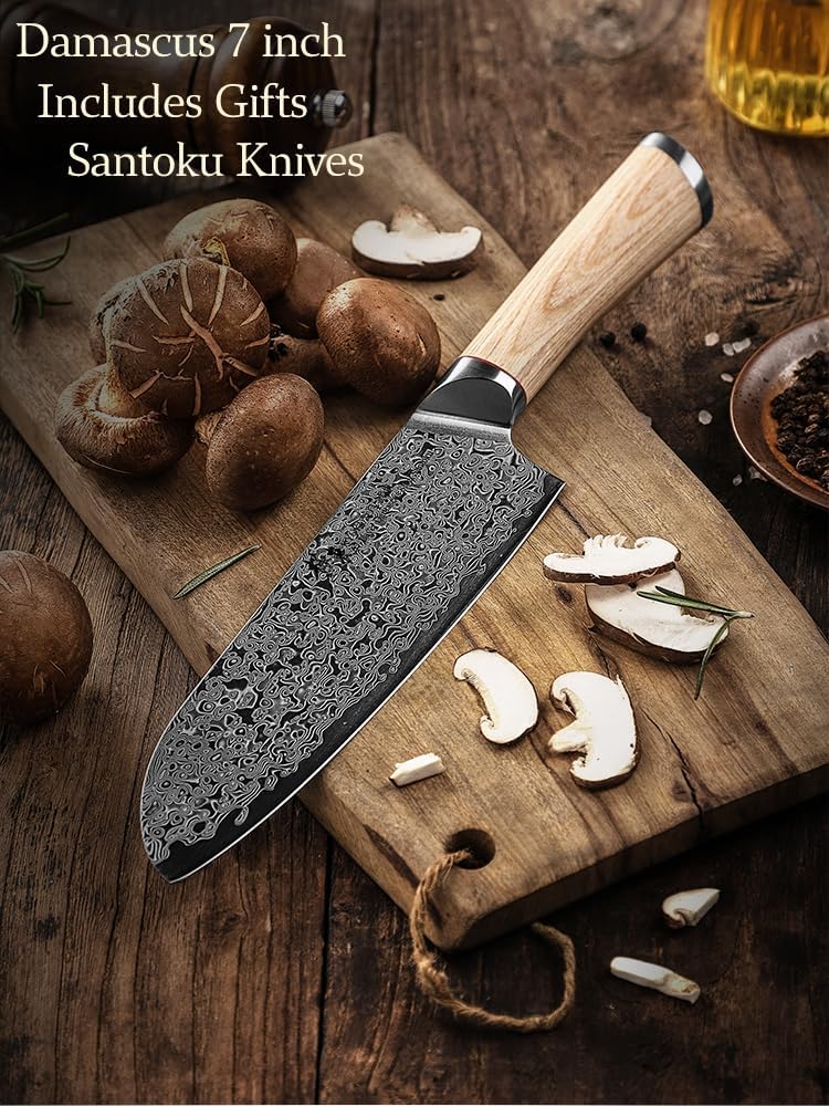 DONGSUN 8 Inch Damascus Chef Knife with North American Black Walnut Sheath, 67-Layer VG10 Forged Steel Japanese Gyuto, Professional Durable Sharpness