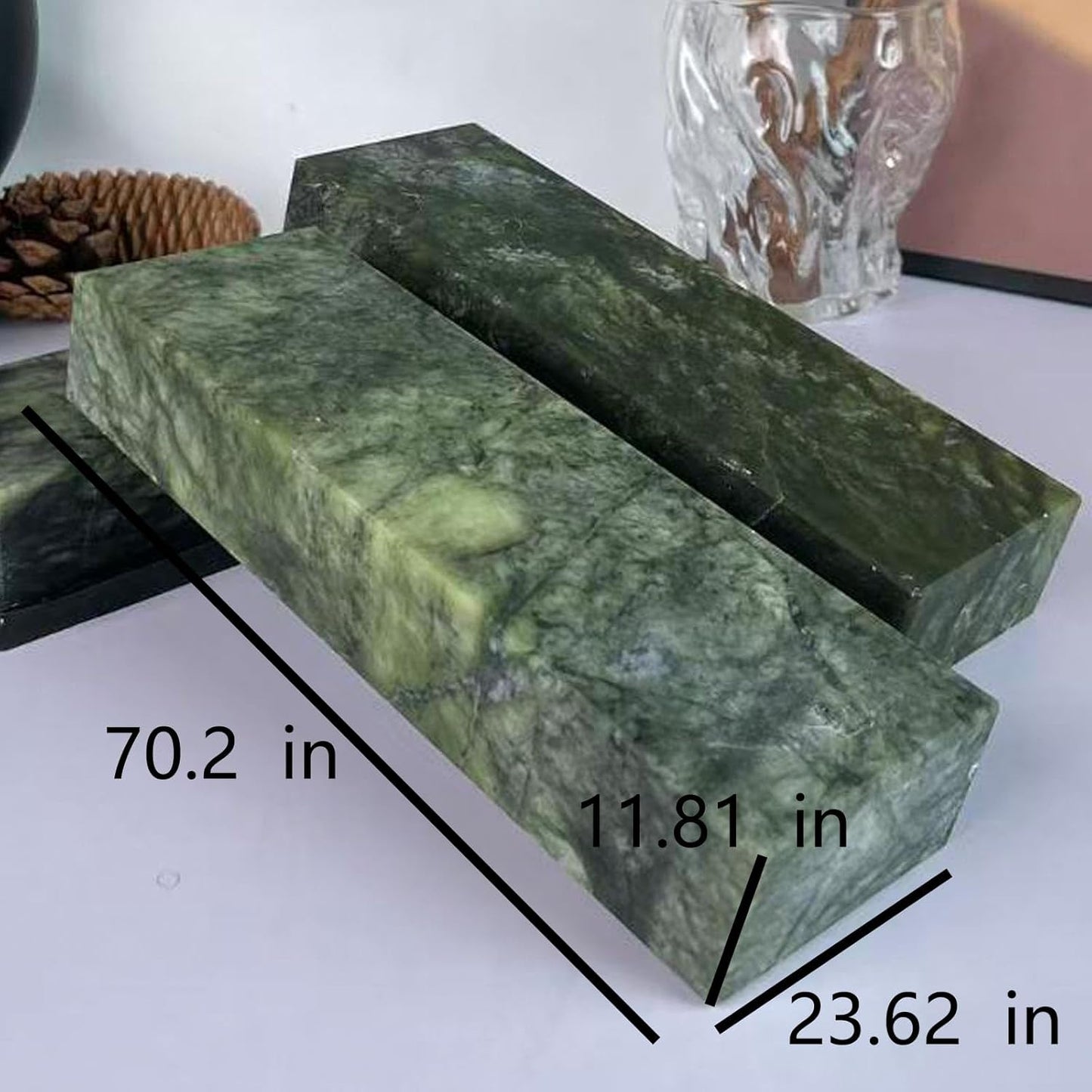 Large Size Polishing Sharpening Stone,Grit 10000# Knife Sharpener Whetstone Final Fine Polishing Natural Green Honing Oilstone for Knives Tools,Cutting Tools 180 * 60 * 30mm with Bamboo Base