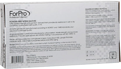ForPro Disposable Nitrile Gloves, Chemical Resistant, Powder-Free, Latex-Free, Non-Sterile, Food Safe, 4 Mil