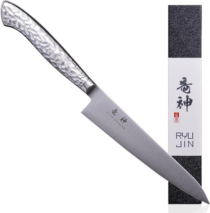 竜神 (RYUJIN) Professional Japanese Petty knife 150mm [OMOTENASHI Selection 2023 Best Gold Award Winner] Tsubame Sanjo Stainless Steel Integrated Made in Japan Daishin Sangyo [Ryujin Knife]
