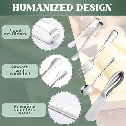 Cheese Butter Spreader Knives Set Charcuterie Accessories 16 Pieces Charcuterie Boards Utensils Stainless Steel Spreader Knife Mini Serving Tongs Spoons and Forks for Jam Appetizers Pastry (Gold)