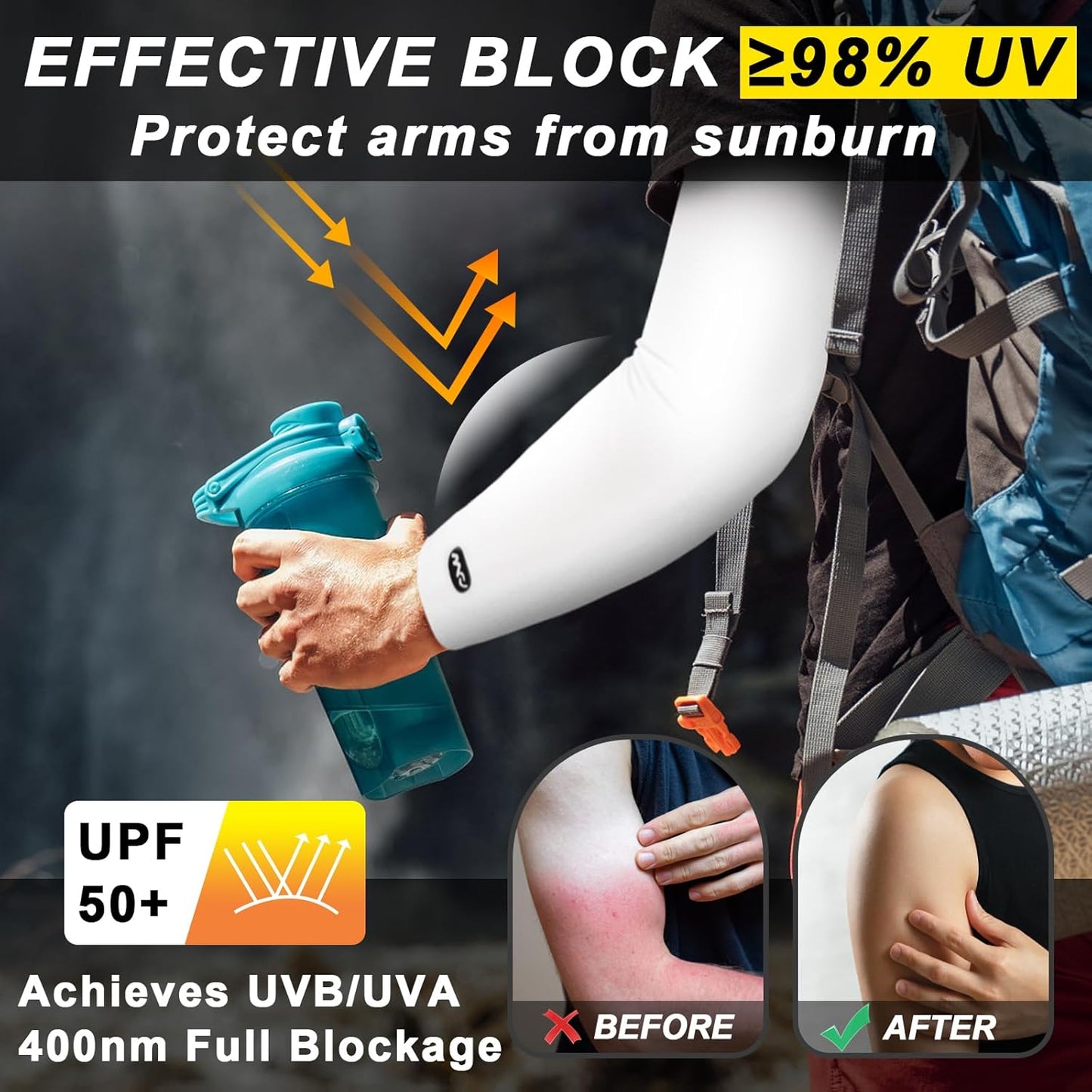 UV Sun Protection Arm Sleeves for Men Women, UPF 50+ Cooling Sun Sleeves to Cover Arms Sports Compression Covers