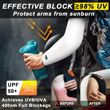 UV Sun Protection Arm Sleeves for Men Women, UPF 50+ Cooling Sun Sleeves to Cover Arms Sports Compression Covers