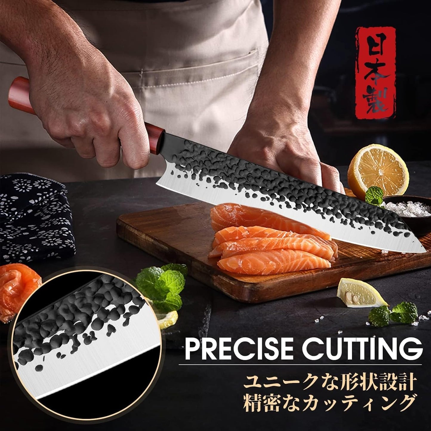 Huusk Hand Forged Chef Knife Set, High Carbon Steel Butcher Knife Set, Japanese Kitchen Knives for Home, Outdoor BBQ Camping Cooking, Gift Idea for Men