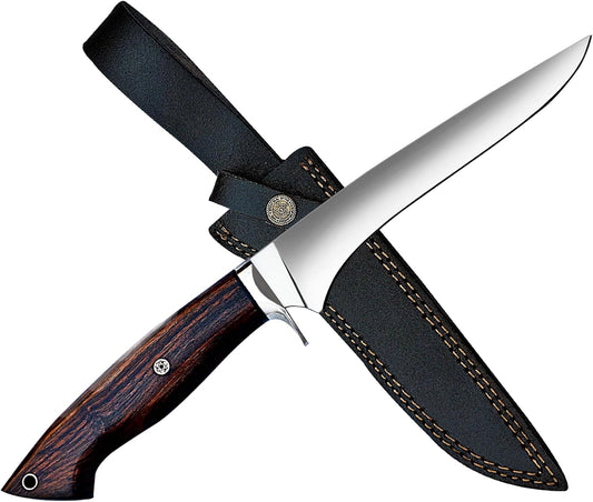 WARIVO 12.5-Inch Fillet Knife with Sheath, High Carbon Steel Sharp Boning Knife for Fish, Ergonomic Rosewood Handle, Deboning Knife for Meat Cutting, Trimming, Filleting, Kitchen and Outdoor