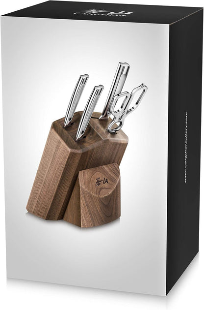 Cangshan N1 Series 6-Piece German Steel Forged Knife Block Set, Walnut Block