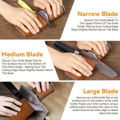 Rolling Knife Sharpener - Kitchen Knife Sharpener for Razor Sharp Edges Made in Germany - Easy Knife Sharpening Kit - Roller with Magnetic Holder with 15 & 20 Degrees