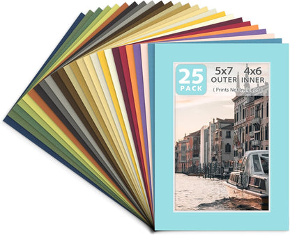 Golden State Art, Pack of 10 Mix Pre-Cut 5x7 Picture Mat for 4x6 Photo with White Core Bevel Cut Mattes Sets. Includes 10 High Premier Acid Free Bevel Cut Matts & 10 Backing Board & 10 Clear Bags