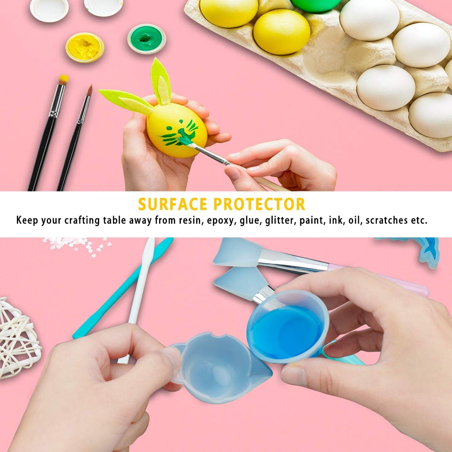 Gartful Non Slip Silicone Mat - 27.6 x 19.7 inches, Thick Transparent Mat for Baby, Crafts, Jewelry, Countertop Protection
