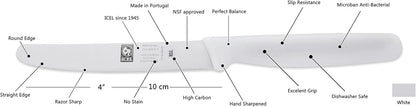 ICEL 4.25 Inch Straight Edge Round Tip Paring Knife, High Carbon German Stainless Steel Blade, Factory-Sharp Edge, Non-Slip Textured Blue Polypropylene Handle