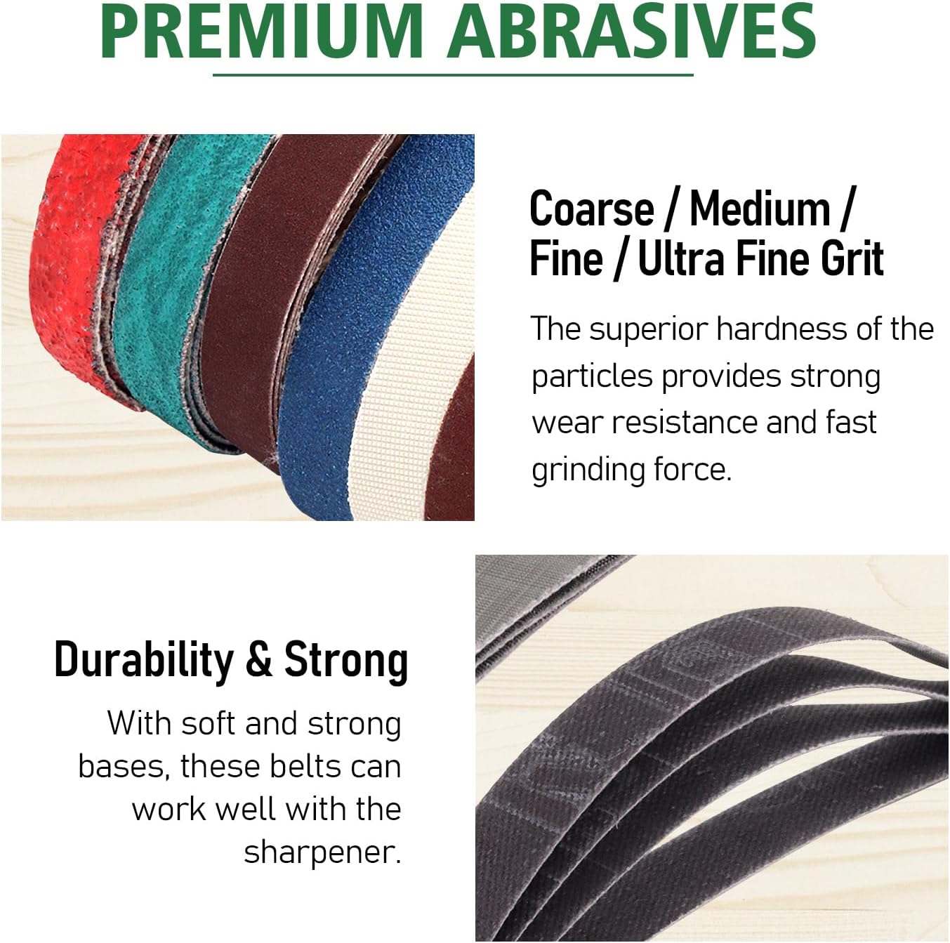 1 x 18 Inch Sanding Belts,Knife Sharpening Belt Kit Fits Work Sharp Blade Grinder Attachment of Ken Onion Edition Knife & Tool Sharpener,2 PCS Each of 120, 240, 400, 600,1000 2500 Grits,12-Pack