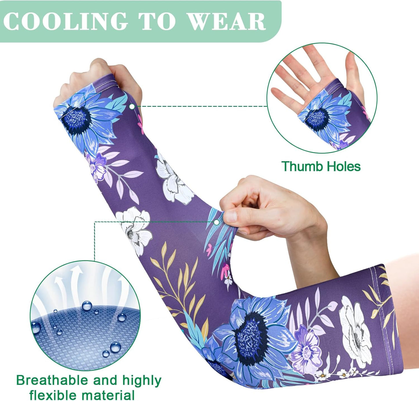 4 Pairs Gardening Sleeves Anti-Slip Arm Protection with Thumb Hole Sun Sleeve Cooling Arm Sleeves for Women Men Outdoor