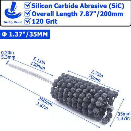 Garhgi 1-3/8" (35mm) Cylinder Honing Brush, 240 Grit Silicon Carbide Nylon Hone Tool, for Engine Cylinder Bore Deburring Finishing Deglazing Cleaning on Metals Steel Cast Iron