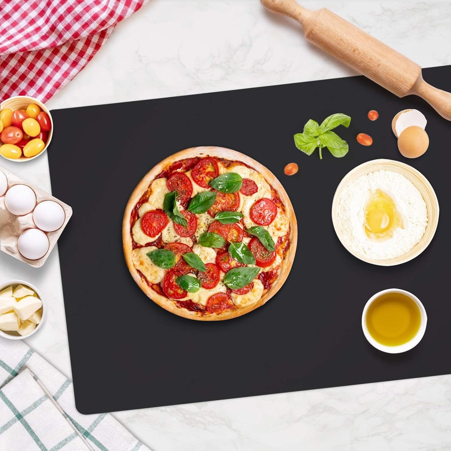 Gartful 25“x17”x0.03“ Silicone Mats for Kitchen Counter, Large Silicone Countertop Protector, Nonskid Heat Resistant Desk Saver Pad, Multipurpose Mat, Placemat, Dark Gray