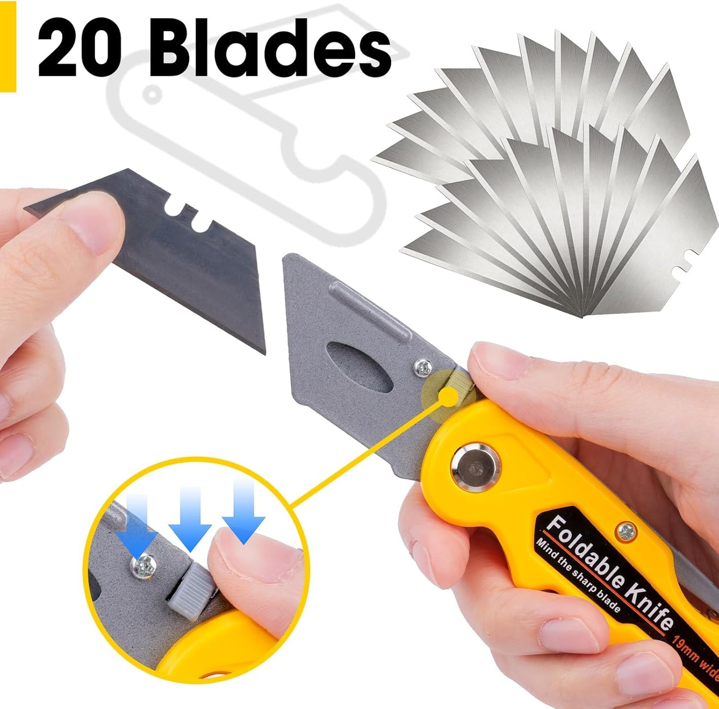 12 Pack Box Cutter, Folding Utility Knife with Extra 20Pcs Blades, Box Cutters with Comfortable Handle, Razor Sharp Blade for Cartons, Cardboard, Boxes and Rope