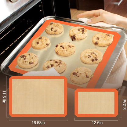 Silicone Baking Mat, 3 Pack Reusable Baking Sheet, Non-Stick ＆ Food Safe Silicone Mats for Baking for Making Cookies Macaroons Bread, Baking Supplies ＆ Accessories