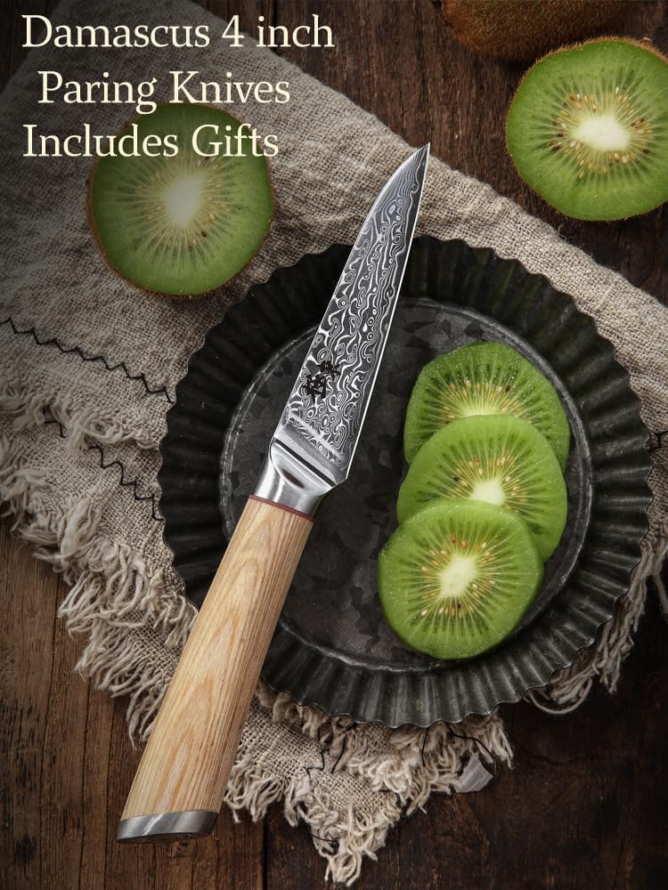 DONGSUN 8 Inch Damascus Chef Knife with North American Black Walnut Sheath, 67-Layer VG10 Forged Steel Japanese Gyuto, Professional Durable Sharpness