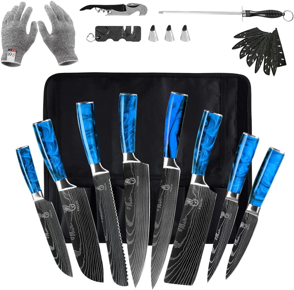 FULLHI Knife Set, 14pcs Japanese Knives Set, Premium German Stainless Steel chef Knife Set