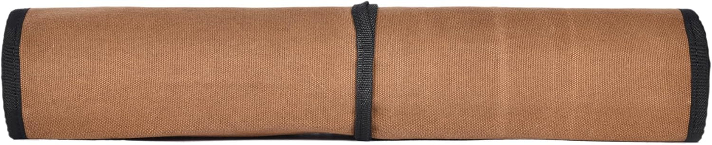 Aaron Leather Goods Professional Knife Roll Bag, 6-Slot Chef Knife Case, Brown Genuine Leather (Seaweed)