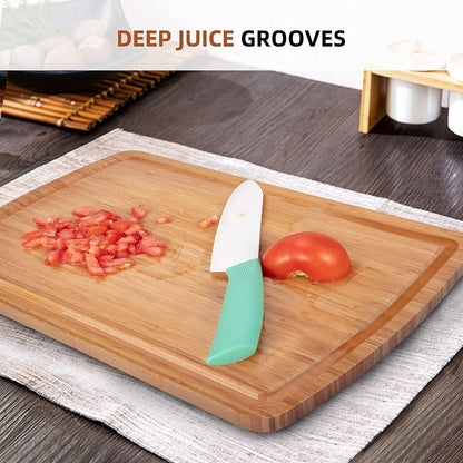 Extra Large Bamboo Wood Cutting Board, 24 x 18 Inch Kitchen Wooden Chopping Board with Juice Groove, Reversible Butcher Block Cutting Board for Meat, Turkey Carving
