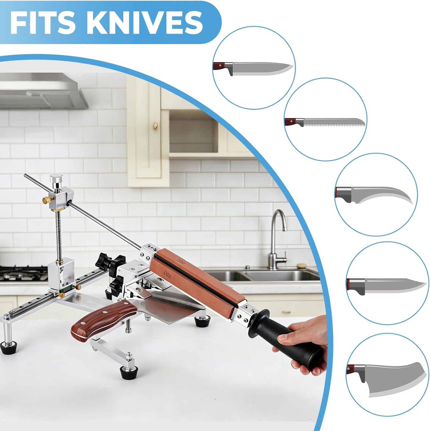 Fixed Angle Knife Sharpening System Professional Knife Sharpener with 4 Whetstones 360° Flipping Design Precision Adjustment Guided Knife Sharpener with 3 Clamps for All Types of Knives and Tools