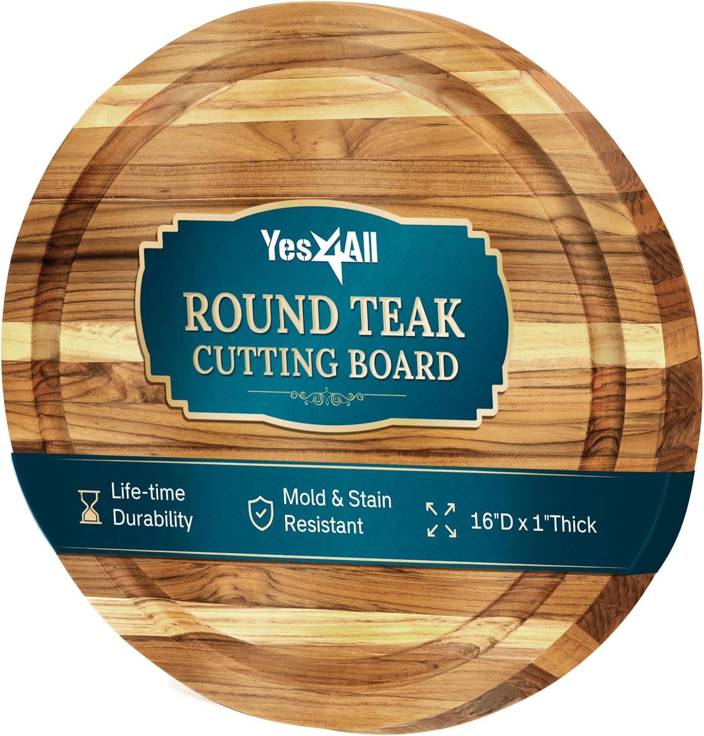 Yes4All Durable Acacia Cutting Boards for Kitchen, [17''Lx13''Wx1.5” Thick] Medium Edge Grain Cutting Board, Pre Oiled Wood Cutting Boards, Thick Chopping Board w/Juice Grooves and Easy Grip Handle