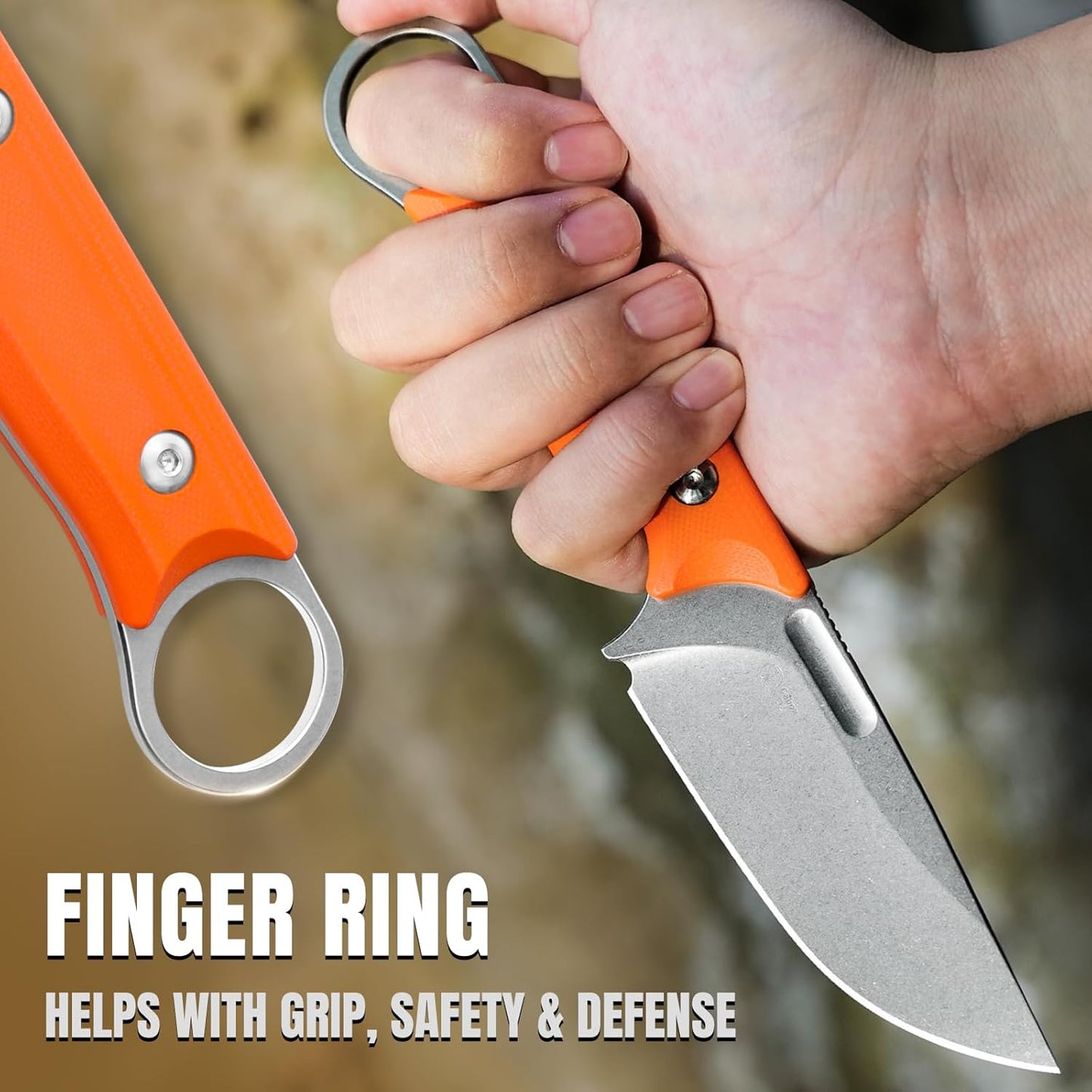 Kizer Cabox Fixed Blade Knife, 3.36" D2 Steel Fixed Blade Hunting Knife G10 Handle with Sheath, Survival Camping Knives 1048A3
