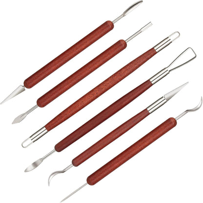 Amrules Clay Tools Kit, 12 PCS Polymer Clay Cutter Tools, Rectangle Shape Acrylic Press Board and Roller Pin Supplies Suitable for Shaping, Carving, Pottery Craft and DIY Projects