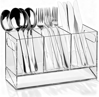 Utensil Holder, Upgrade Stainless Steel Utensil Drying Rack with Automatic Drain Tray for Kitchen Counter, Silverware Cutlery Organizer for Spoons, Forks, Knifes, Chopsticks (Black)