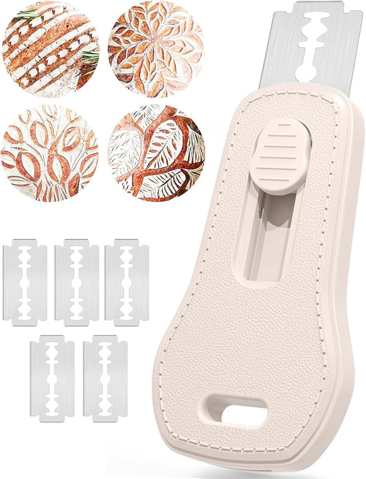 24SHEN Bread Lame, Sourdough Scoring Tool with Extractable & Magnetic, Sour Dough Tools Sourdough Cutter for Homemade Bread Making, Scoring Knife Include 5 Razor Blades-Blue