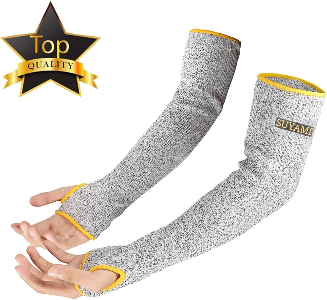 Arm Protection Sleeves, Cut Resistant Sleeves Level 5 Protection, Slash Resistant Anti Abrasion Safety Arm Guards (A-with thumb hole, one size)