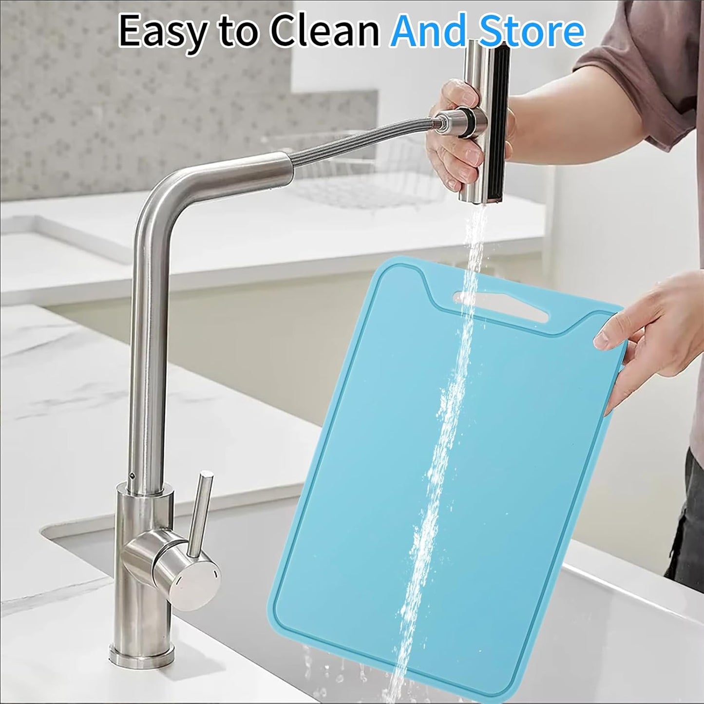 Flexible Silicone Cutting Boards For Kitchen 11.8''x 8.6'',BPA Free Silicone Cutting Board Kitchen Mat For Fruit and Vegetables, Dishwasher Safe, Suitable For Both Indoor and Outdoor (Blue)