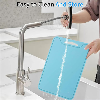 Flexible Silicone Cutting Boards For Kitchen 11.8''x 8.6'',BPA Free Silicone Cutting Board Kitchen Mat For Fruit and Vegetables, Dishwasher Safe, Suitable For Both Indoor and Outdoor (Blue)