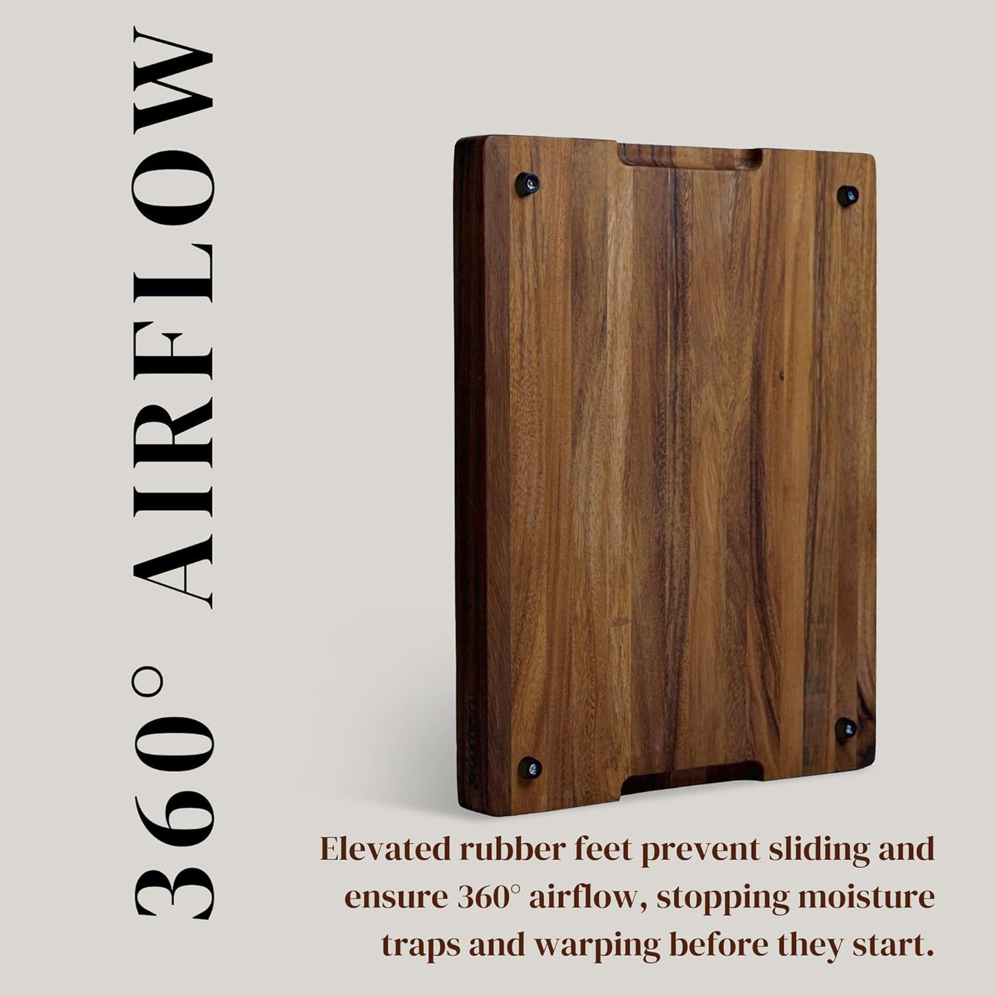 SHUMARU Mahogany End Grain Cutting Board, 17×13×1.6 in – Handmade Butcher Block, Knife-Friendly, Juice Groove, Non-Slip Feet
