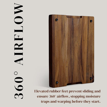 SHUMARU Mahogany End Grain Cutting Board, 17×13×1.6 in – Handmade Butcher Block, Knife-Friendly, Juice Groove, Non-Slip Feet