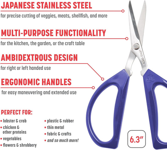 Joyce Chen Original Unlimited Kitchen Scissors All Purpose Kitchen Shears With Comfortable Handles, Yellow