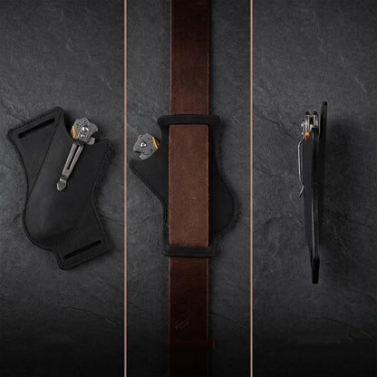 Knife Sheath,Belt Buckle Knife Sheath,Leather Knife Sheaths for Belt,Pocket Knife Folding EDC Belt Knife Holster,Open Top Knife Belt Leather Sheath for 5 inch Folding Knife.Gift for Men.