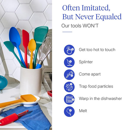GIR: Get It Right 5 Piece Silicone Ultimate Kitchen Utensils Set - Ladle, Spatula, Flip, Spoon & Spoonula - Non-Toxic Cooking Utensils for Nonstick Cookware, Cooking and Baking - Red