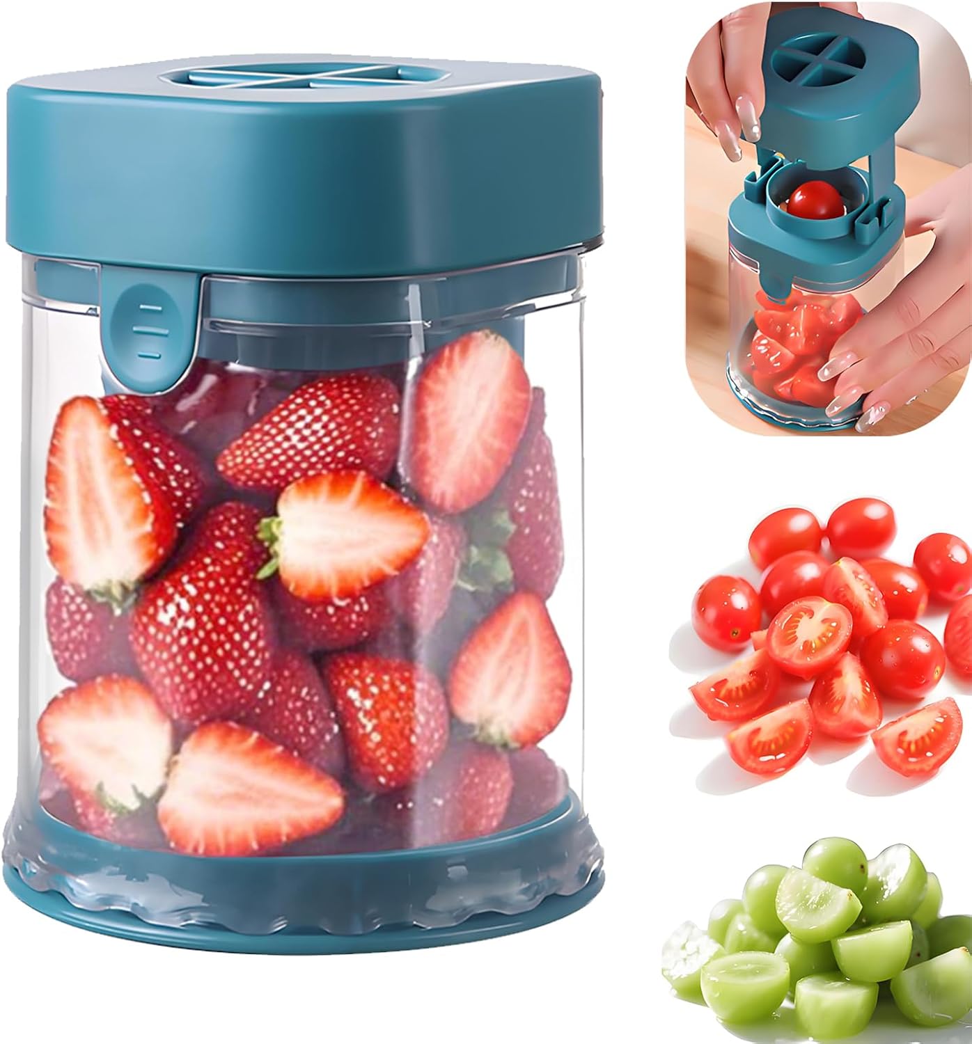 New Grape Cutter for Toddlers, Cutter Quarter Slicer Tool Into 4 Pieces for Slicing Grapes, Strawberries, Cherry, Tomatoes (Pink)