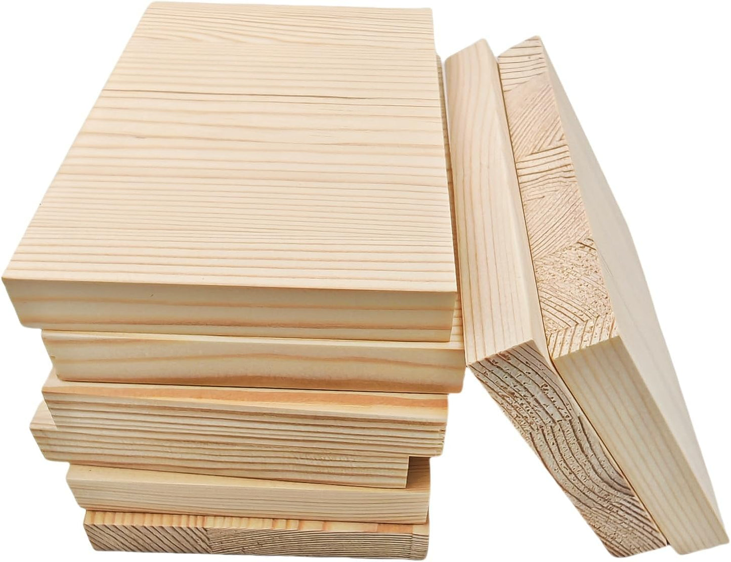 4PCS Rectangle Wood Boards Unfinished Wood Blocks for Crafting, 8x6x1in Blank Whittling Wooden Blocks for Wood Carving,Painting & Burning